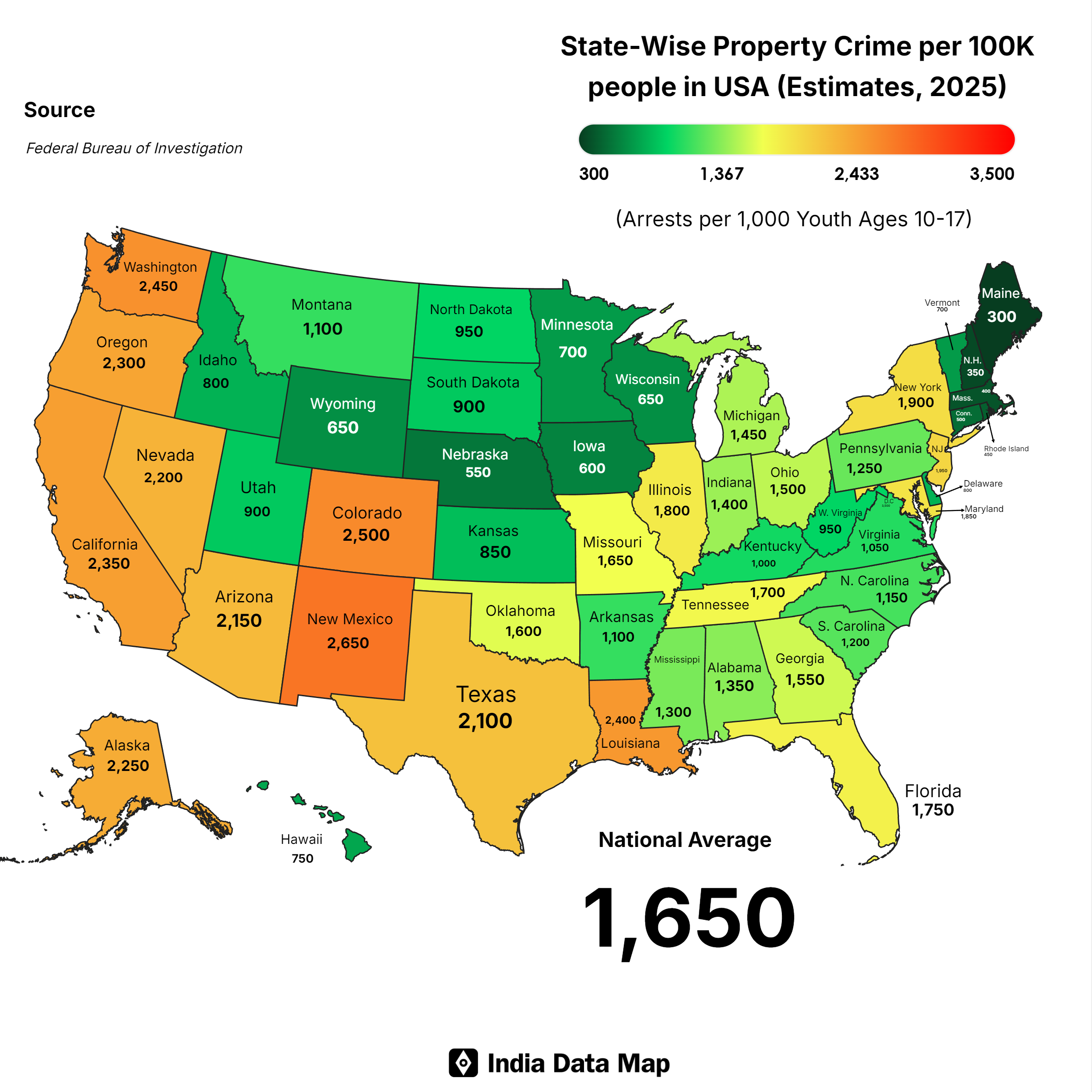 Property Crime Rates by State in USA: 2025 Overview