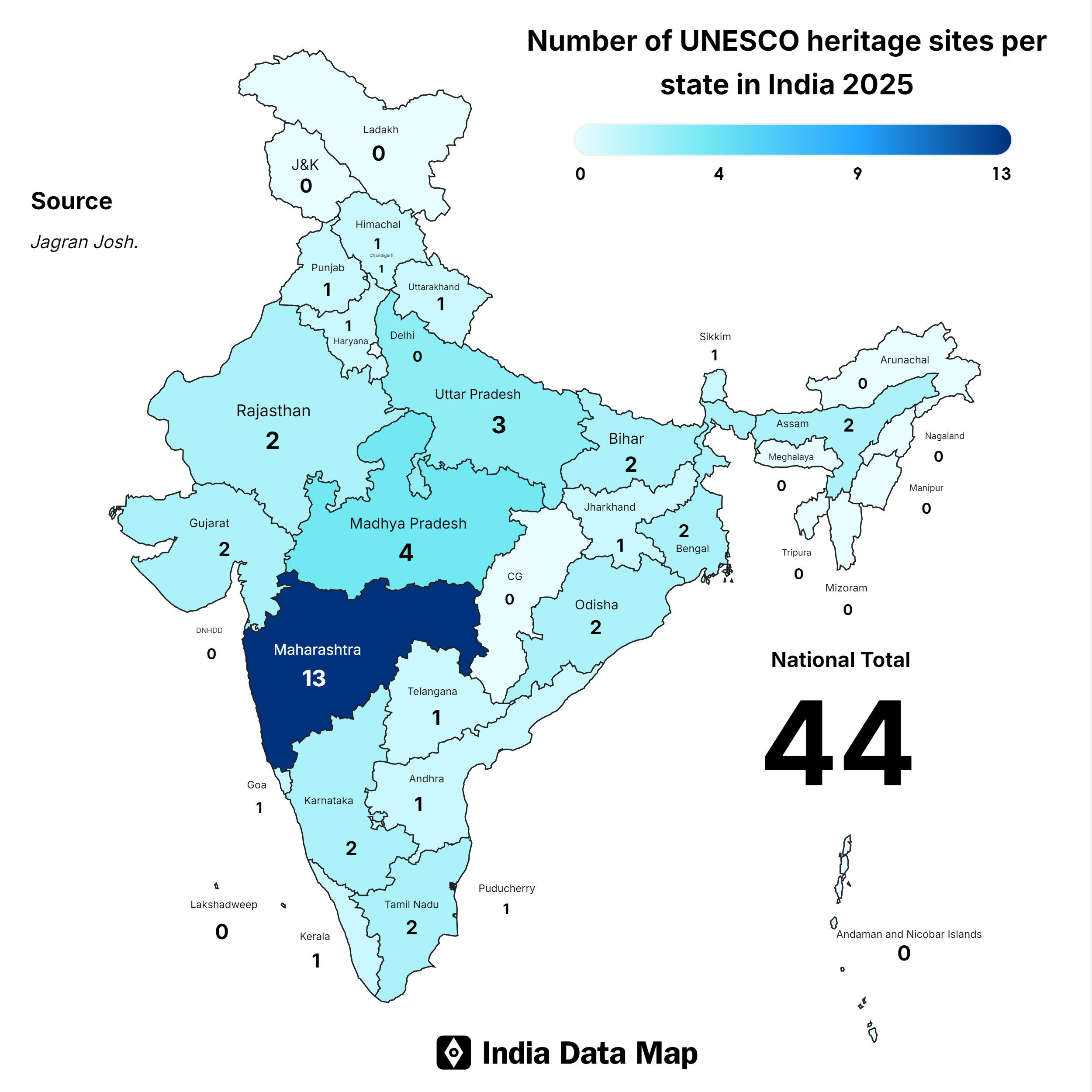 UNESCO Heritage Sites in India by State